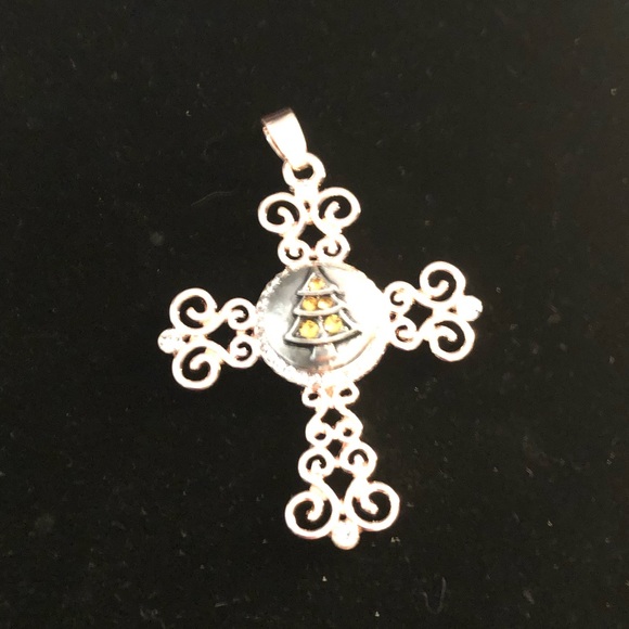 Rose gold cross pendant for 10mm Snap buttons. - Picture 2 of 5